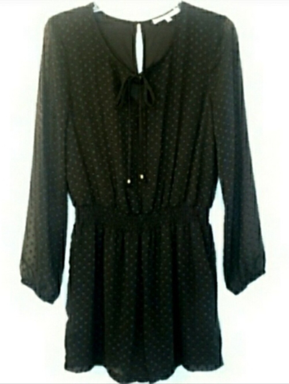 Romper Shorts Black Sheer Sleeves Swiss Dot Daniel Rainn Designer 🦋 Retail $69- - Picture 10 of 14